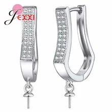 925 пробы Серебряный Женский обруч дизайн Компоненты серьги кубический циркон ручная работа Сделай Сам ювелирные изделия