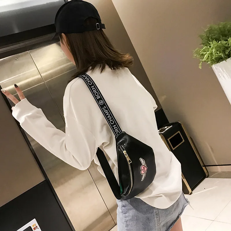 

Women's Waist Bag Fashion Embroidery Fanny Pack PU Leather Waterproof Bags Female Chest Bag Shoulder Messenger Bag Banana bag