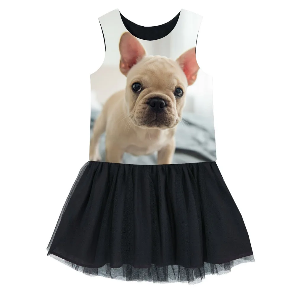 girls dress fashion puppy printing New summer Children kids Dress