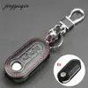 jingyuqin Leather Key Case For FIAT 500 Panda Punto Bravo Car Alarm 3 Buttons Flip folding Remote Key Shell Cover Holder ► Photo 1/4