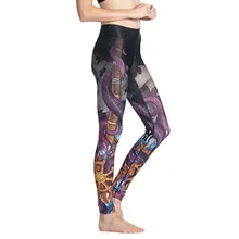 Европейский Спортивное A Пиратский корабль Осьминог печати высокой упругой самосовершенствование Thin Run брюки для бодибилдинга штаны для йоги