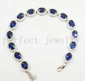 

Sapphire bracelet Free shipping Chain bracelet Per Jewelry Real and natural sapphire Fine gems 0.6ct*14pcs gems #15031706