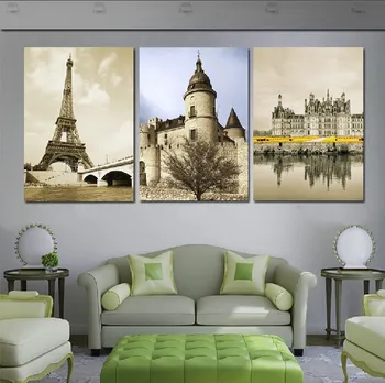 

3 Panel oil Painting Home Decorative Art Picture Paint on Canvas Prints The world famous landmarks, such as the Eiffel Tower