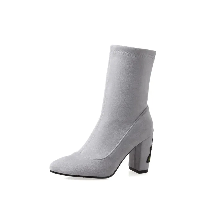 Women Ankle Boots Shoes Kid Suede Leather Pointed Toe Slip-on Ladies High Thin Heels Boots Fashion Winter Plush Sexy Boots Women Ankle Boots Shoes Kid Suede Leather Pointed Toe Slip-on Ladies High Thin Heels Boots Fashion Winter Plush Sexy Boots