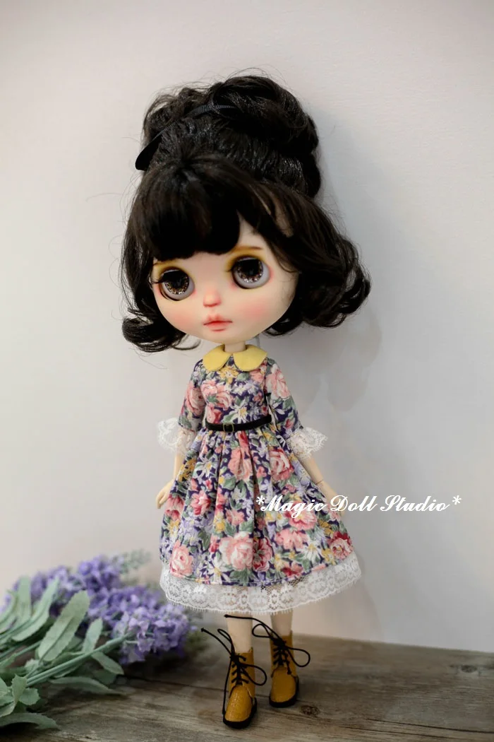 [MG689] Новинка года Neoblythe кукла платье# цветок печатных с кружево платье для Neoblythe Azone OB24 куклы в розницу