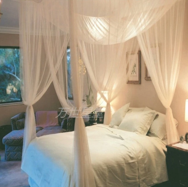New Large Bed Canopy Four Corner White Mosquito Net New Large Bed Canopy Four Corner White Mosquito Net Moustiquaire King Size Curtains