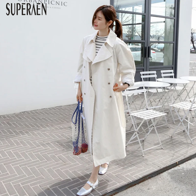 

SuperAen 2019 New Spring and Autumn Trench Coat for Women Cotton Wild Women Clothing Casual Pluz Size Windbreaker Female