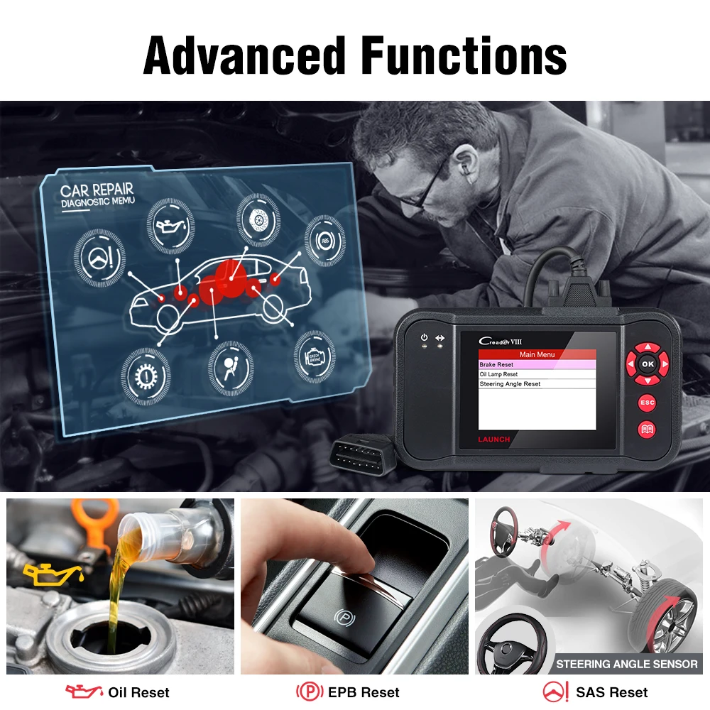 LAUNCH X431 Creader VII OBD2 двигатель ABS воздушная подушка SRS на диагностическом инструменте