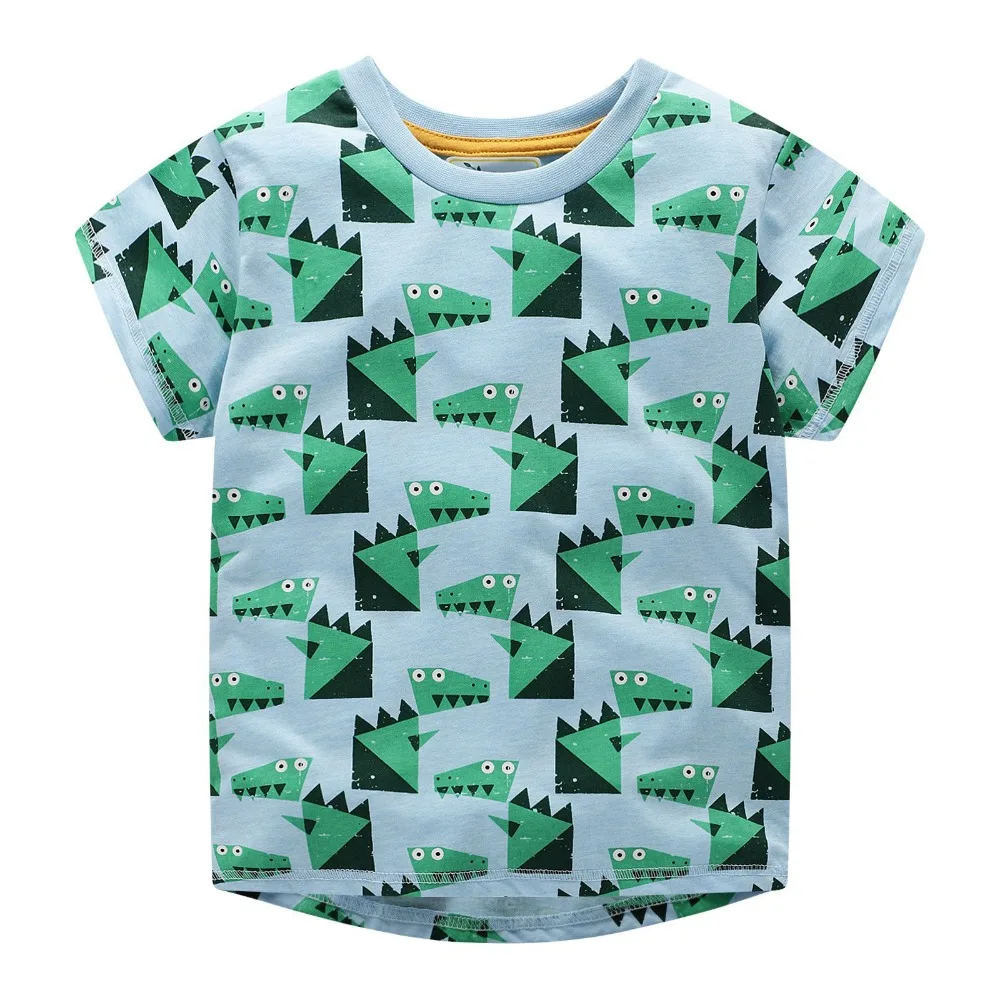 

2019 New Brand Summer 2-7 years baby Kids boys crocodile Full Printing cartoon O-neck Quality Cotton t-shirts Tops shirt