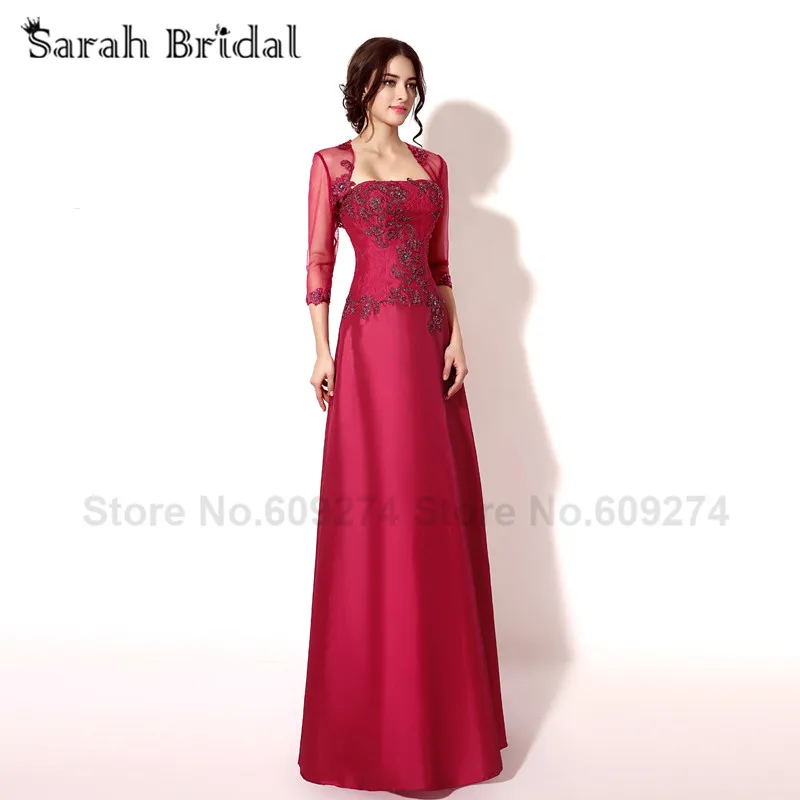 

Burgundy Taffeta mother of the bride pant suits lace applique long prom dresses with mother jacket vestido de madrinha TZ011