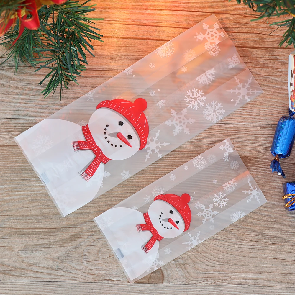 Claus Snowman Plastic Baking Packaging Snack Cookies Storage Xmas Candy Bags 