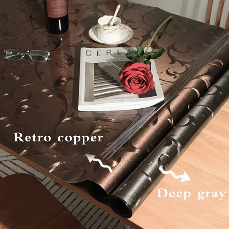 Tanie Zamglony obrus z pvc wodoodporny retro miedź obrus olejoodporny prostokątny stół tkaniny chroń pulpit łatwy do czyszczenia