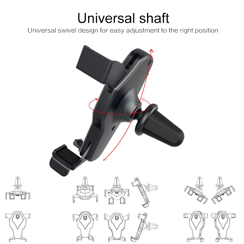 Автомобильный держатель с одной кнопкой, автоматический замок, воздушный выход, кронштейн мобильного телефона, автоматически зажимается, когда помещается для телефона 4,5~ 6,2"