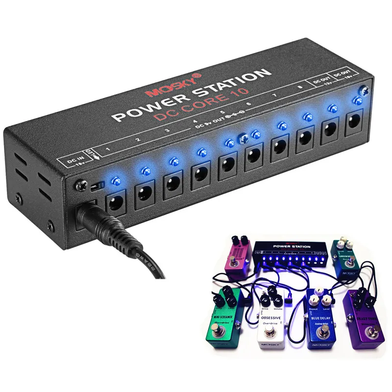 QWERTOUR Guitar Effect Pedals Board Power Supply 10 Way Outputs for 9V Voltage Protection Guitar Accessories 