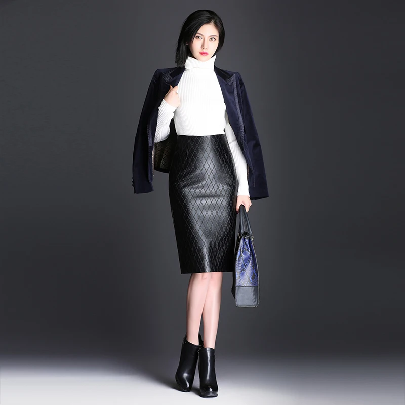 High waisted leather pencil skirt Clearance