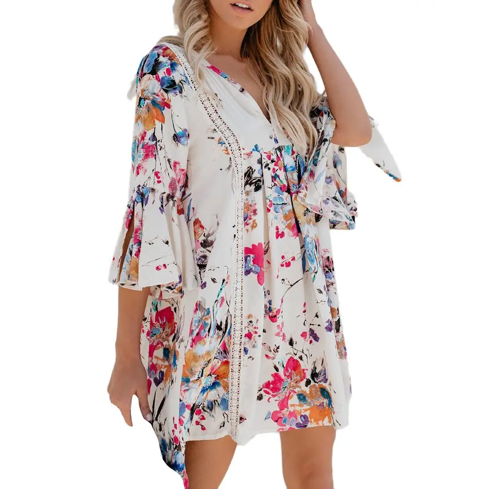 Mujeres Vintage Floral gasa imprimir v-cuello túnica Tops otoño 2018 nueva moda de las mujeres blusas Ropa Mujer Casual Camisa suelta Mujeres Vintage Floral gasa imprimir v-cuello túnica Tops otoño 2018 nueva moda de las mujeres blusas Ropa Mujer Casual Camisa suelta