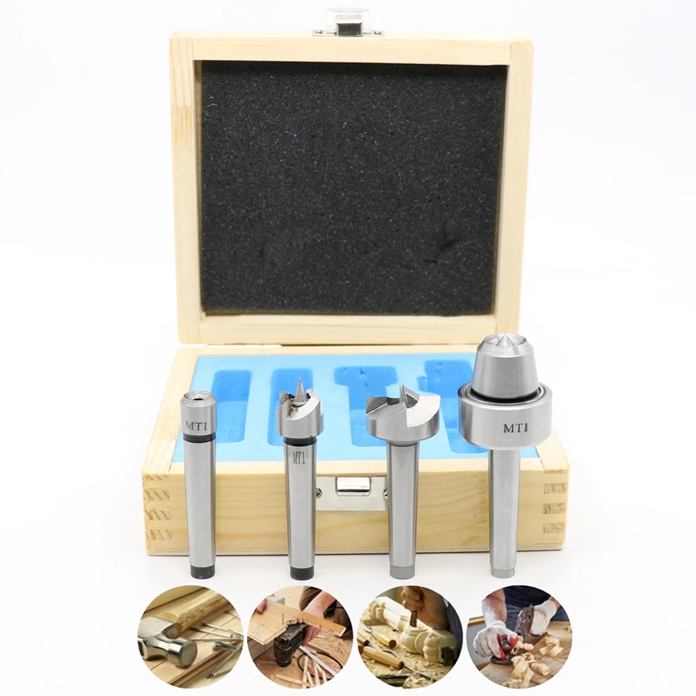 4Pcs MT1 Wood Turning Lathe Live Center Set Arbor Turning Tools With