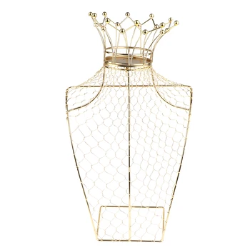 

Metal Tabletop Necklace Jewelry Storage Holder Display Stand Rack (Gold)