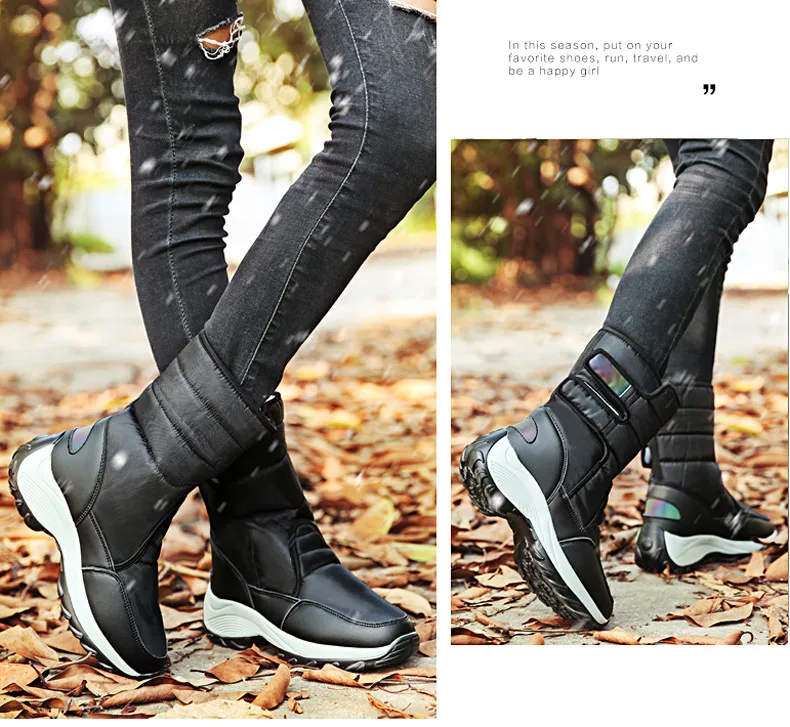 2019 Winter women snow boots women warm push ankle boots female high wedge waterproof Boots rubber hiking boots shoes (9)