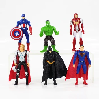 

6pcs/lot 10cm The Avengers Superhero Batman Thor Hulk Iron Man American Captain PVC Action Figure Collectible Model Doll Toy