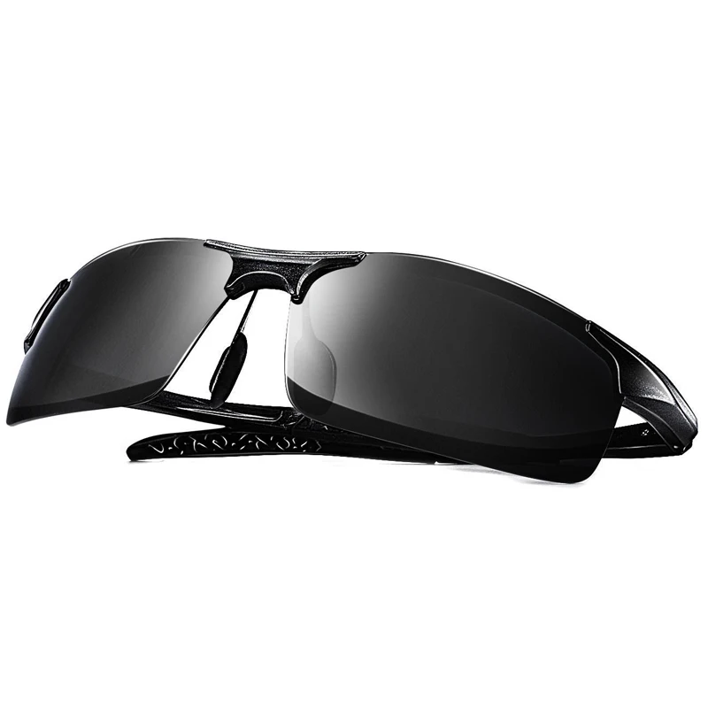 Motelan Мужские поляризационные солнцезащитные очки для вождения Модные ультралегкие солнцезащитные очки с защитой от ультрафиолетового излучения аль-мг для гольфа для рыбалки мужские солнцезащитные очки с коробкой - Цвет линз: Черный