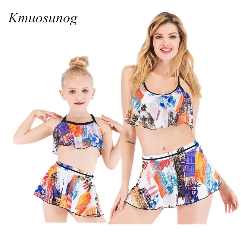 

Matching Mother Daughter Swimsuits 2019 Family Swimwear Floral Swimsuit Women Bikini Set Girls Beachwear Swimming Costume C0303