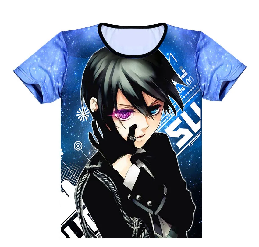 

Anime Black Butler T Shirt men women Short Sleeve Cartoon Sebastian Michaelis T-Shirt Cosplay Costume Free Shipping