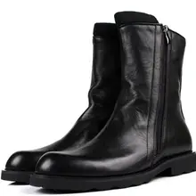 Черные Ботинки martin из мягкой кожи с меховой подкладкой; полусапожки на молнии сзади; зимняя обувь;