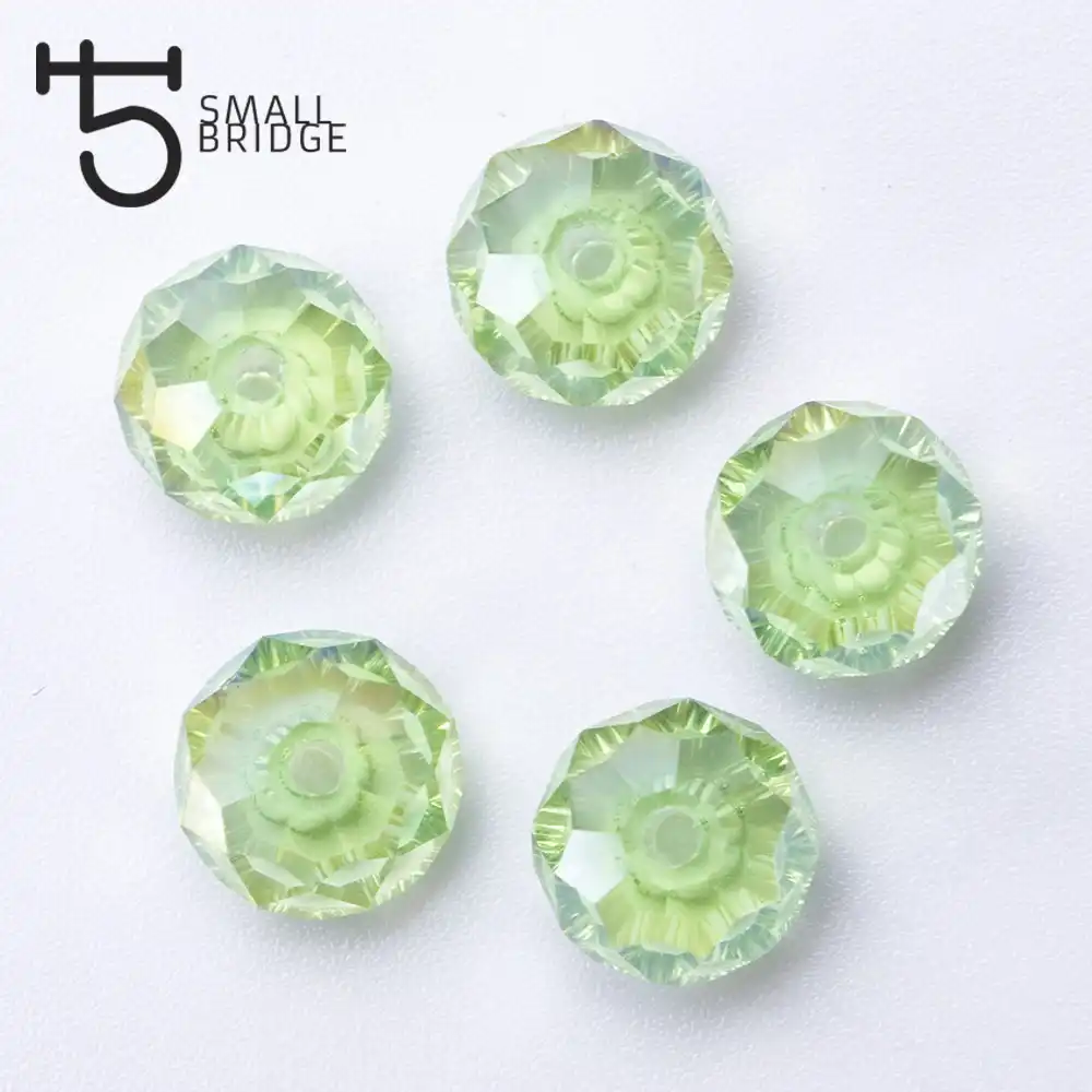 4mm 150PCS Clear Transparent Green Faceted Crystal Beads Rondelle Glass