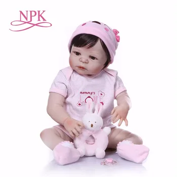 

Bebes reborn NPK reborn baby girl dolls 23"57cm full silicone reborn baby doll toys for child xmas gift with sleeping basket