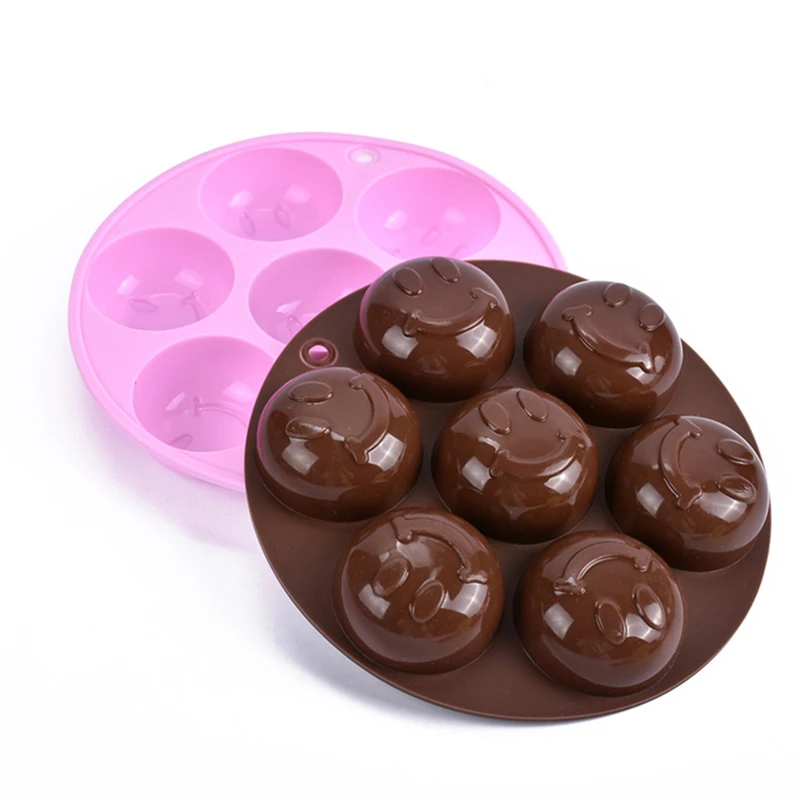 

TTLIFE Silicone Smile Ice Balls Maker Tray 7 Cells Smile Molds Cake Tools Ice Cream Dessert Mold Color Random