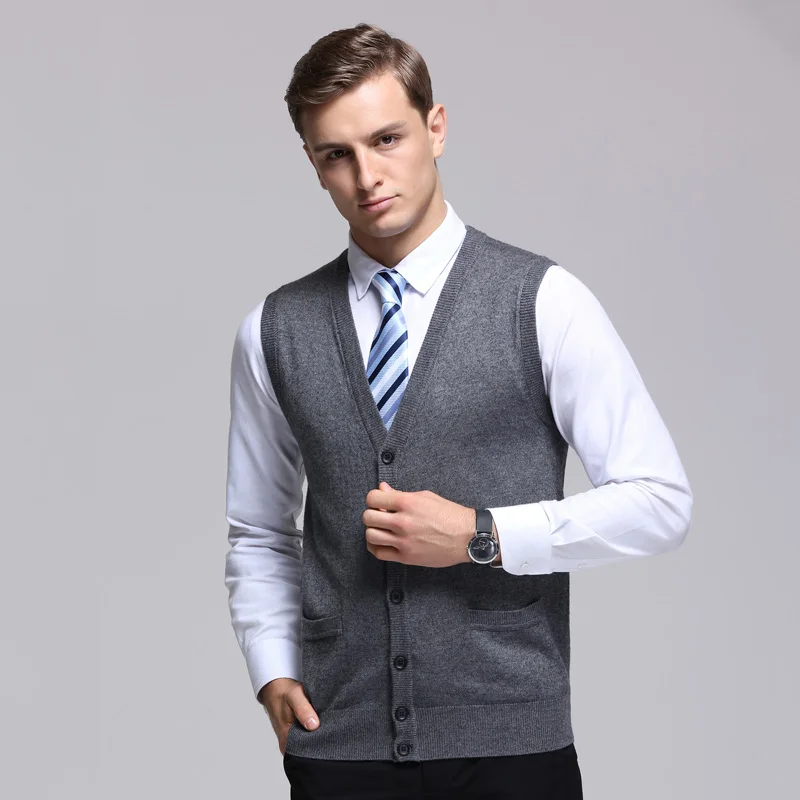 Cardigan Vest Automne Homme Orange Sweater Men's Autumn Winter V