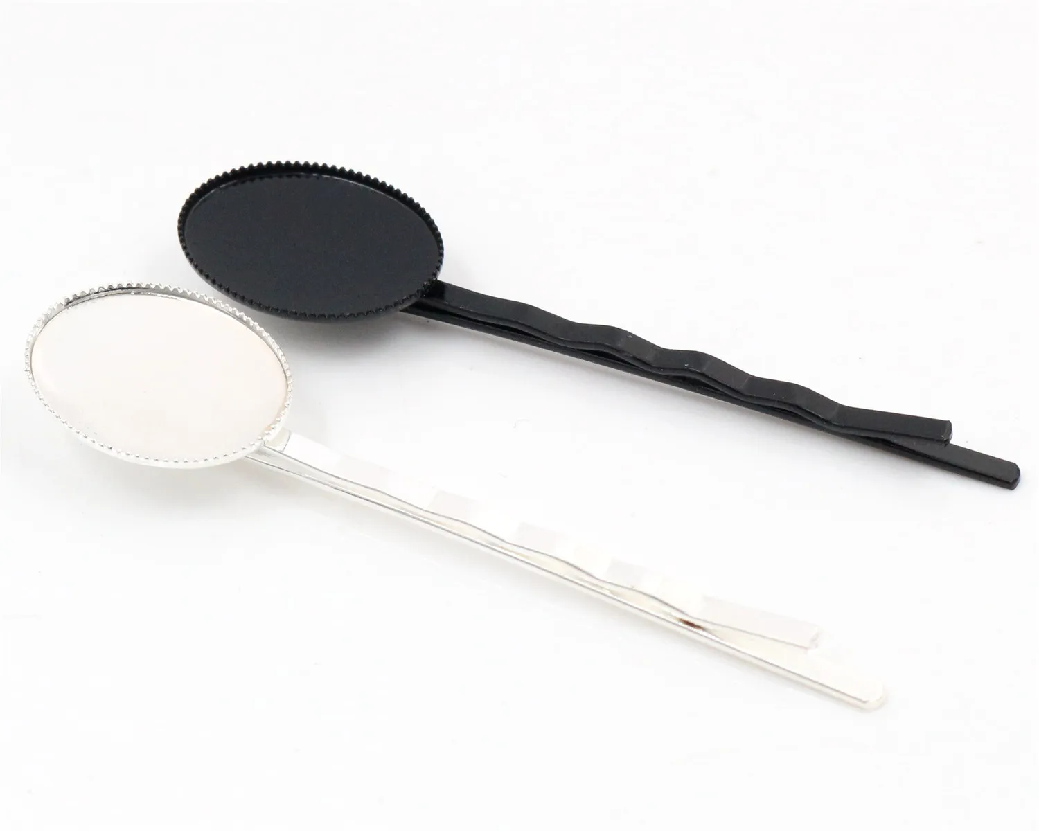 

13x18mm 10pcs High Quality Black and Silver Plated Copper Material Hairpin Hair Clips Hairpin Base Setting Cabochon Cameo