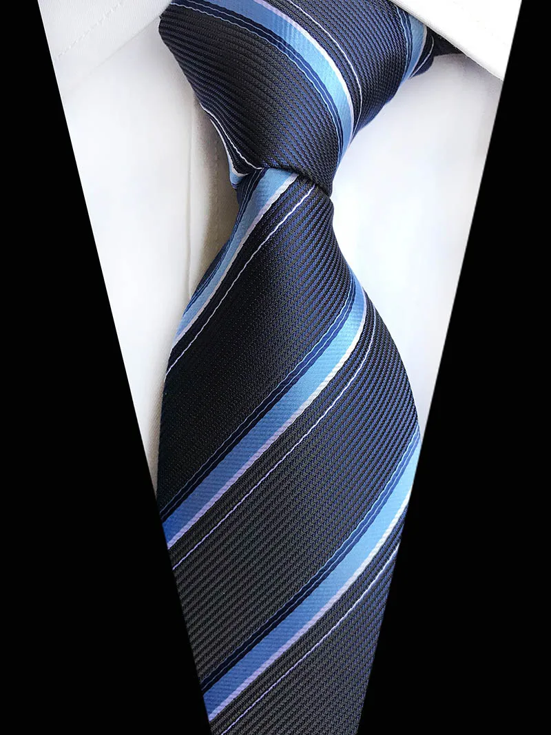 Дизайнерский галстук ЖАККАРДОВЫЙ шелк мужской Gravata мужской галстук для свадьбы синие черные галстуки в полоску Повседневная рубашка аксессуары - Цвет: TK-TW08