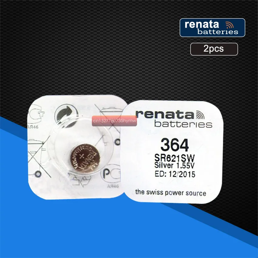 2 упаковки Renata Swiss 1,55 V батарея для часов оксид серебра 364 SR621SW батареи