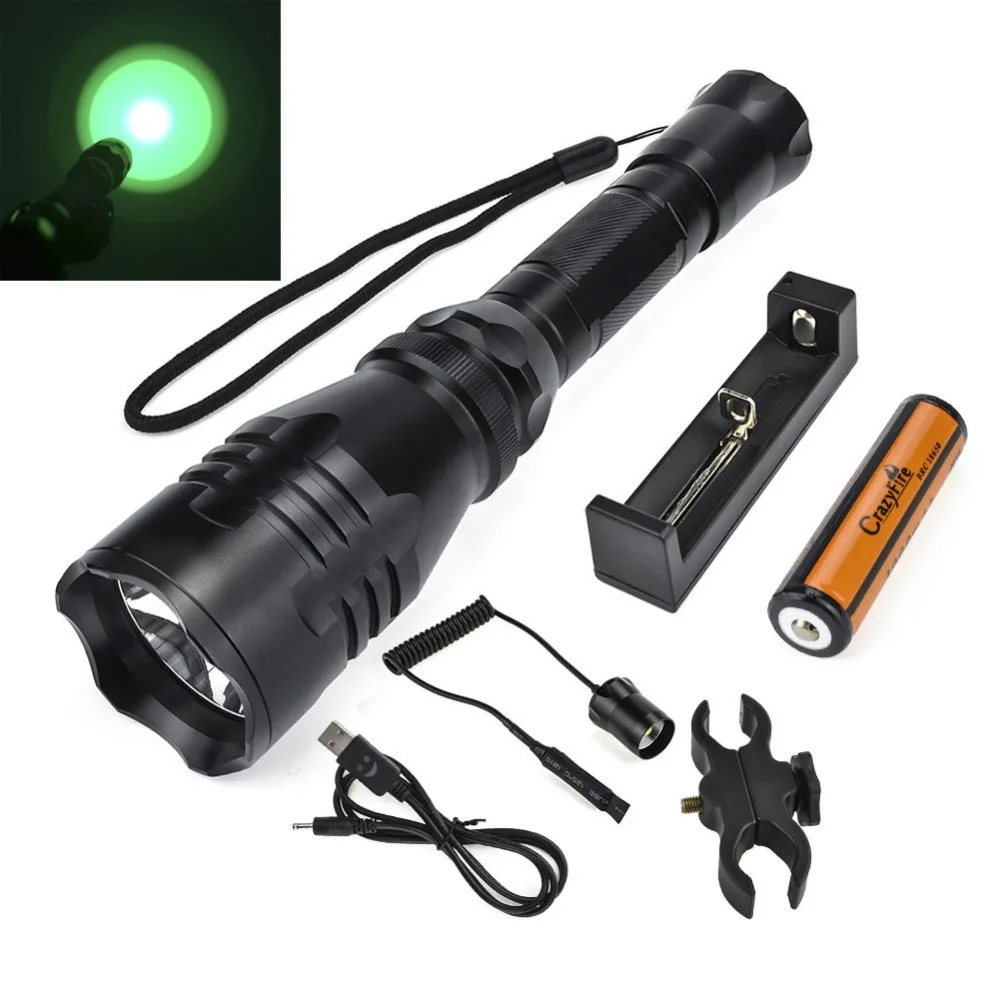 Torche veilleuse avec Support décalé et pressostat N \ A Lampe de Poche de Chasse zoomable Longue portée modules LED Vert Rouge Blanc 850nm
