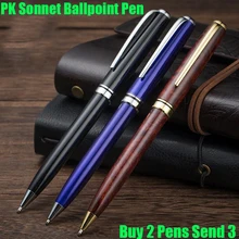 Шариковая ручка бренда Hero Sonnet, полностью Металлическая деловая ручка для письма, ручка для школьников, купить 2 ручки, отправить подарок