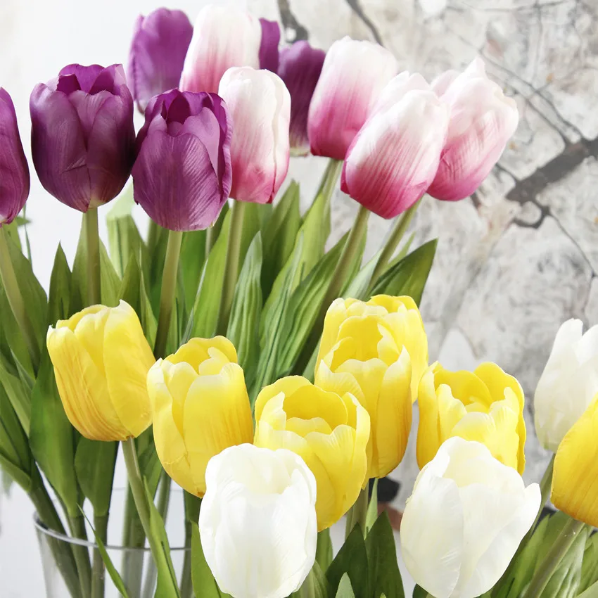 Quality 10pcs PU Fake Artificial Silk Tulips Flores Artificiales Bouquets Party Artificial Flowers For Home Wedding Decoration Quality 10pcs PU Fake Artificial Silk Tulips Flores Artificiales Bouquets Party Artificial Flowers For Home Wedding Decoration
