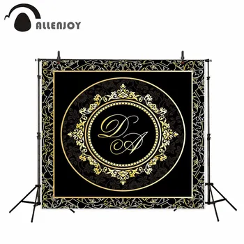 

Allenjoy backgrounds for photo studio Gold LOGO pattern damask luxury wedding backdrop newborn original design fantasy props