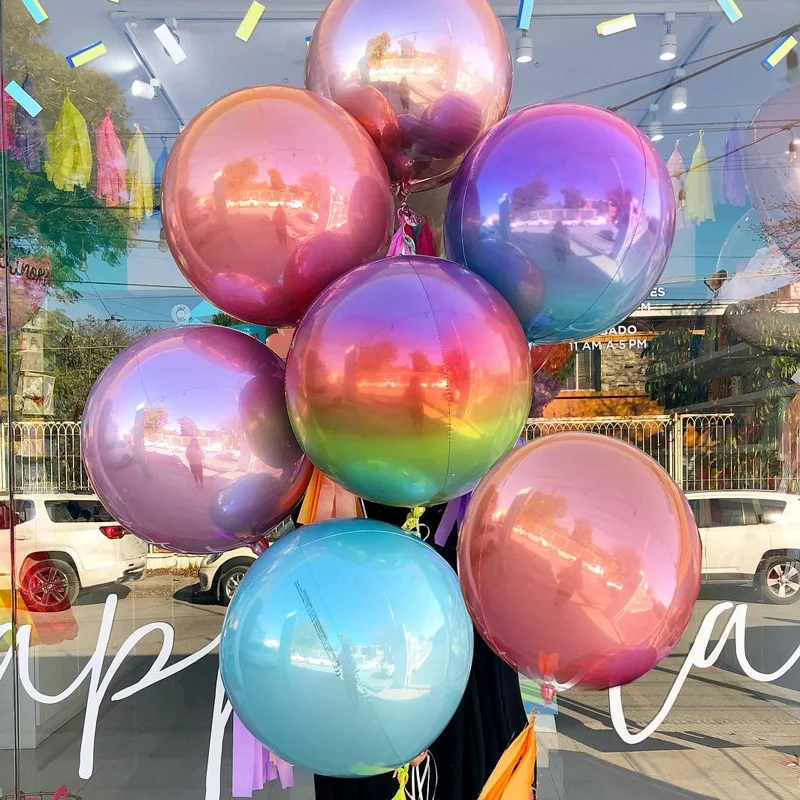 

20pcs/lot 10/18/22/36inch 4D Foil Balloons Gradient Color 4D Disco Helium Balloon Birthday Wedding Party Baby shower Decoration