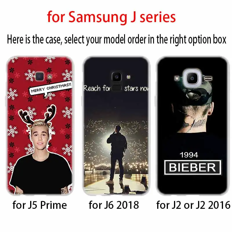 case Soft Cover TPU Coque For Samsung Galaxy J6 J8 J3 J5 J7 J4 Plus 2018 2016 2017 EU Prime Pro Ace j610 Justin Bieber