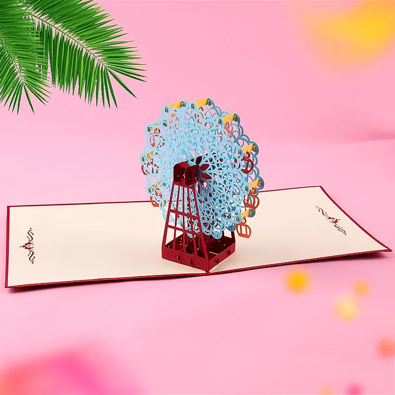  1pcs Creative 3D Ferris Wheel Wedding Birthday Party Invitations Cards High-Gread Festive Party Gre - 32990487194