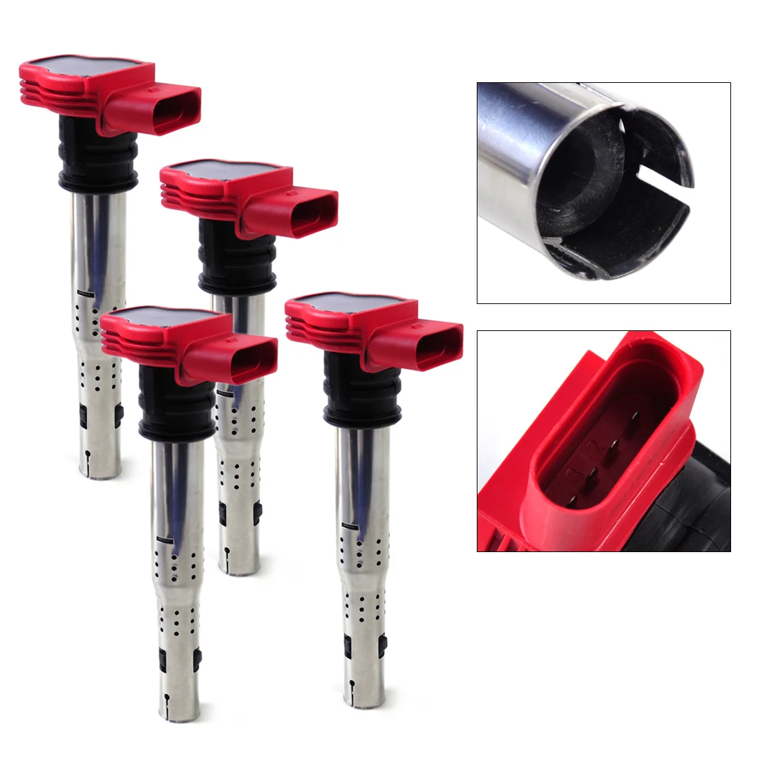 

DWCX 06E905115E 06E905115D 06E905115B 4pcs spark Ignition Coil for Audi A4 A5 A6 A8 Q5 Q7 R8 VW Touareg 2009 2010 2011