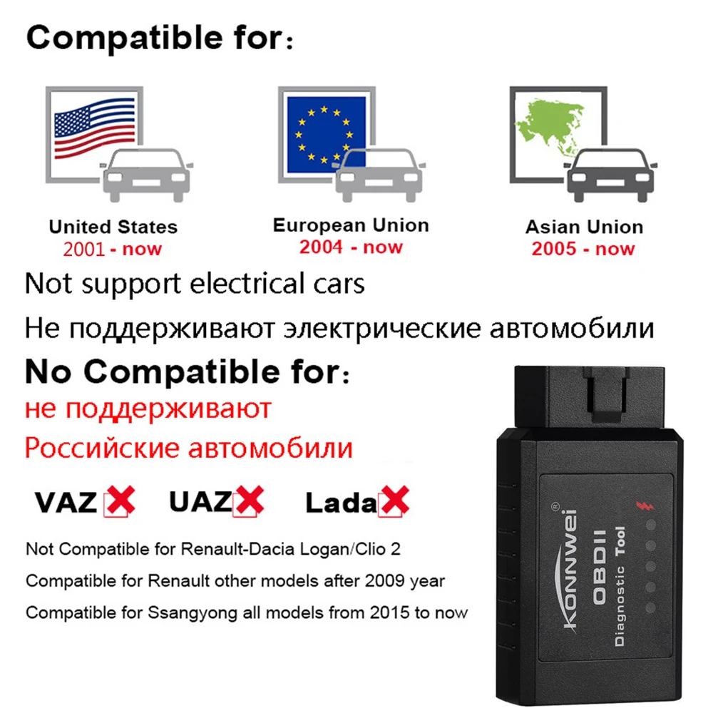 KONNWEI KW910 универсальный OBD2 Bluetooth ELM327 V 1 5 сканер для Android АВТО OBDII сканирующий