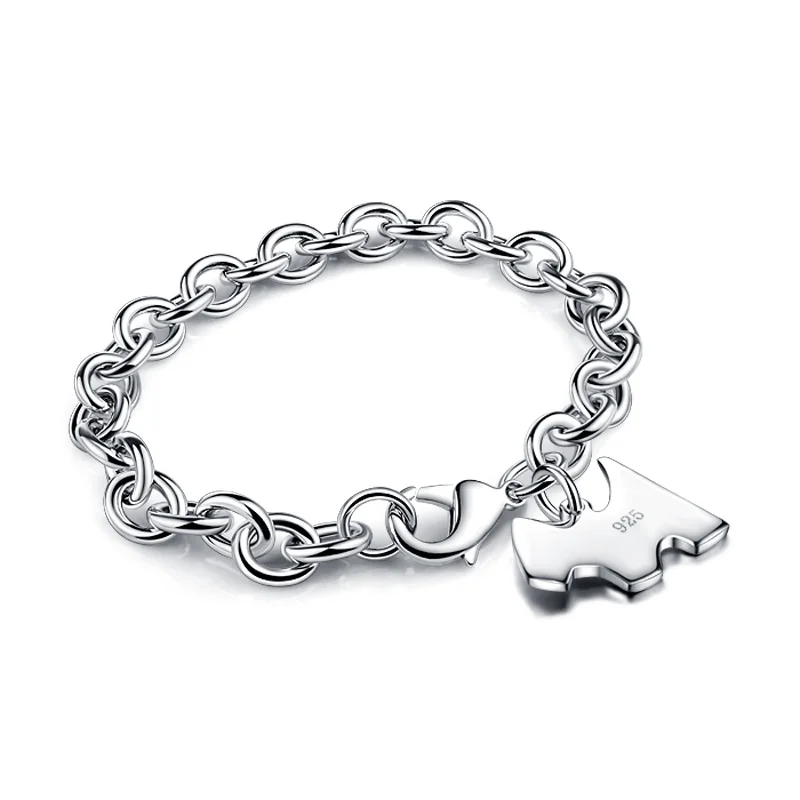 

Fashion cute animal dog pendant bracelets for girls Simple 9MM20cm925 sterling silver chain bracelet& bangle Hot Woman jewelry