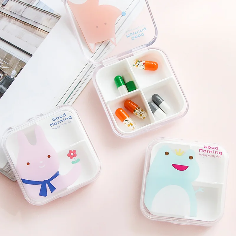 Mini Pill Case Travel Storage Box Small Travel Kit Cute Animal Pattern Pill Storage Case