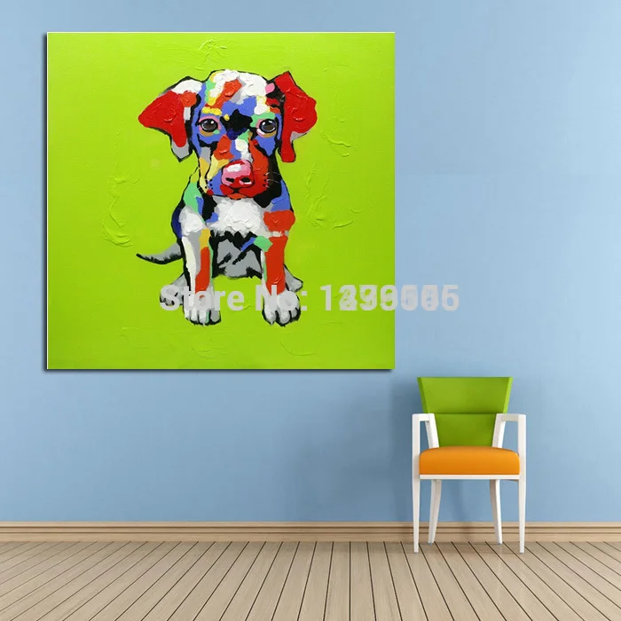 

Handmade Modern Adorable Doggy Abstract Decor Lovely Animal Oil Painting On Canvas For Living Room Decor Wall Art Canvas Picture