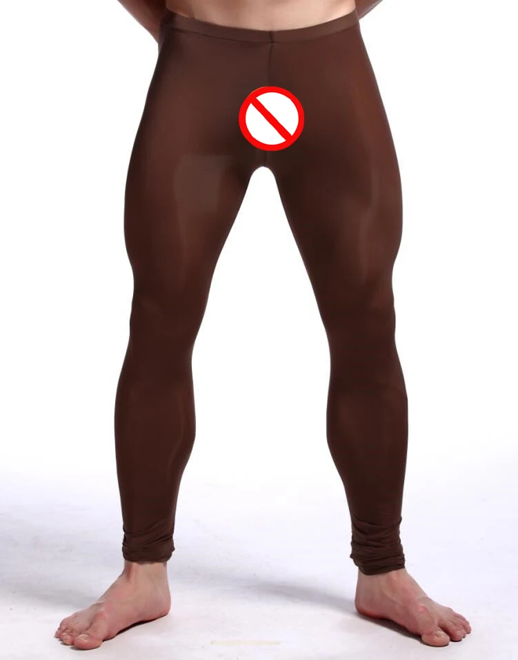 2022 New Man Sexy Nylon Transparent Long Johns/Lce Silk Pouch Sheer Leggings Bottoms/Gay Spandex Lounge Tights merino wool long underwear