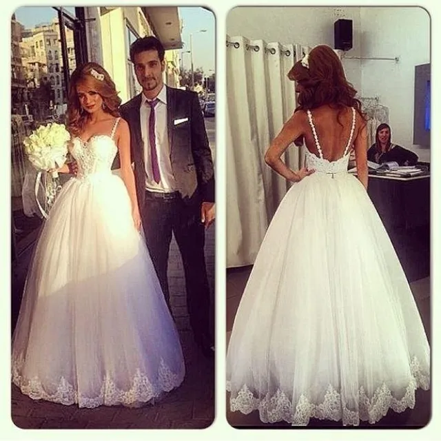 Russia Style Spaghetti Straps Pearls Floor Length No Train Civil Russia Style Spaghetti Straps Pearls Floor Length No Train Civil Wedding Dress