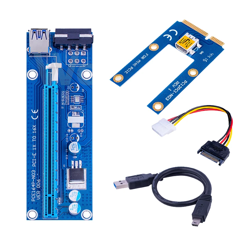 

Новая карта памяти Mini PCI Express, фризер, 1x до 16x, USB 3,0, кабель передачи данных SATA к 4Pin, IDE источник питания для майнинга BTC